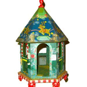 SANTA CLAUS' WOODEN REINDEER STABLE  CHRISTMAS  Hand Painted  NO BUNDLING